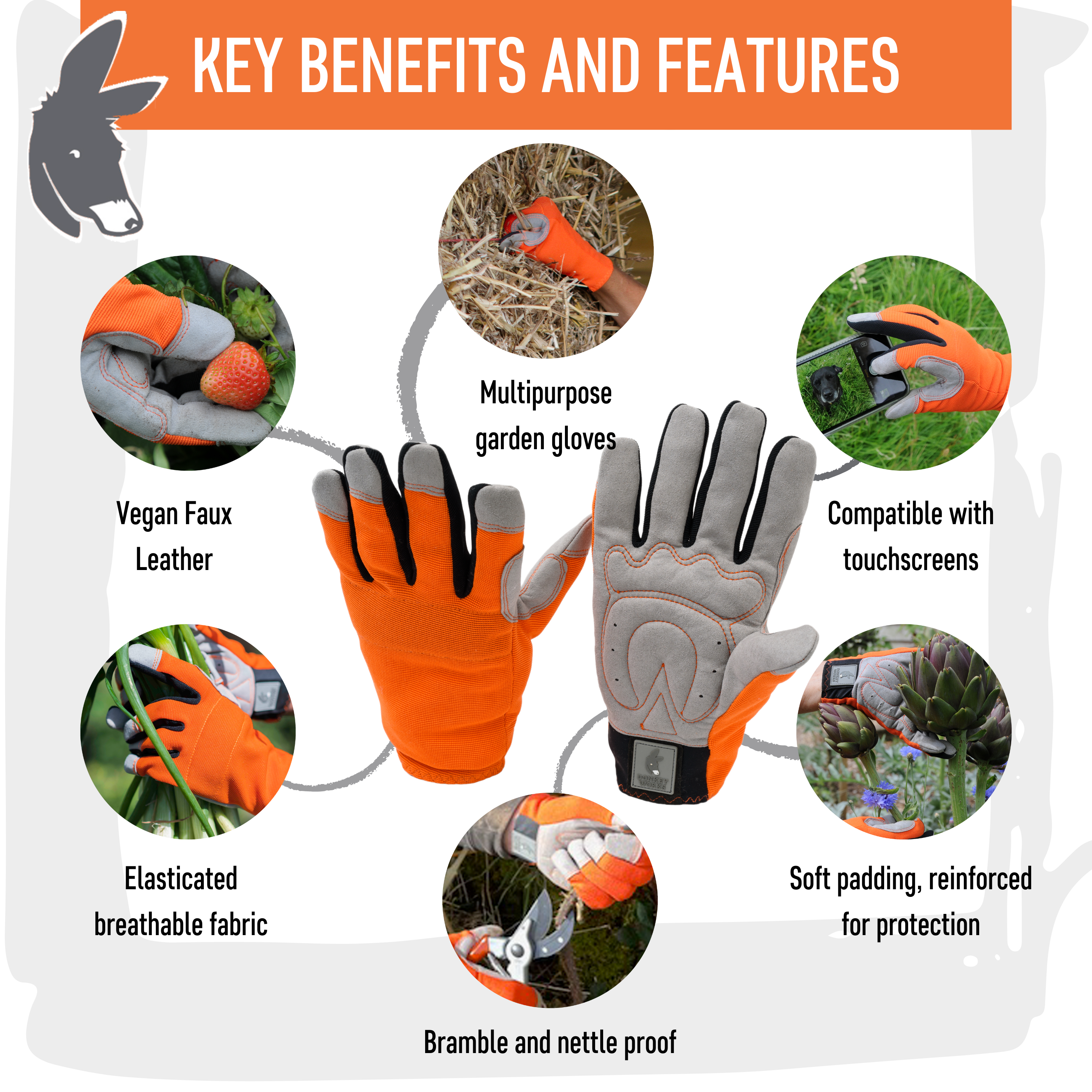 Donkey Gloves Multipurpose Gardening Gloves for Women & Men