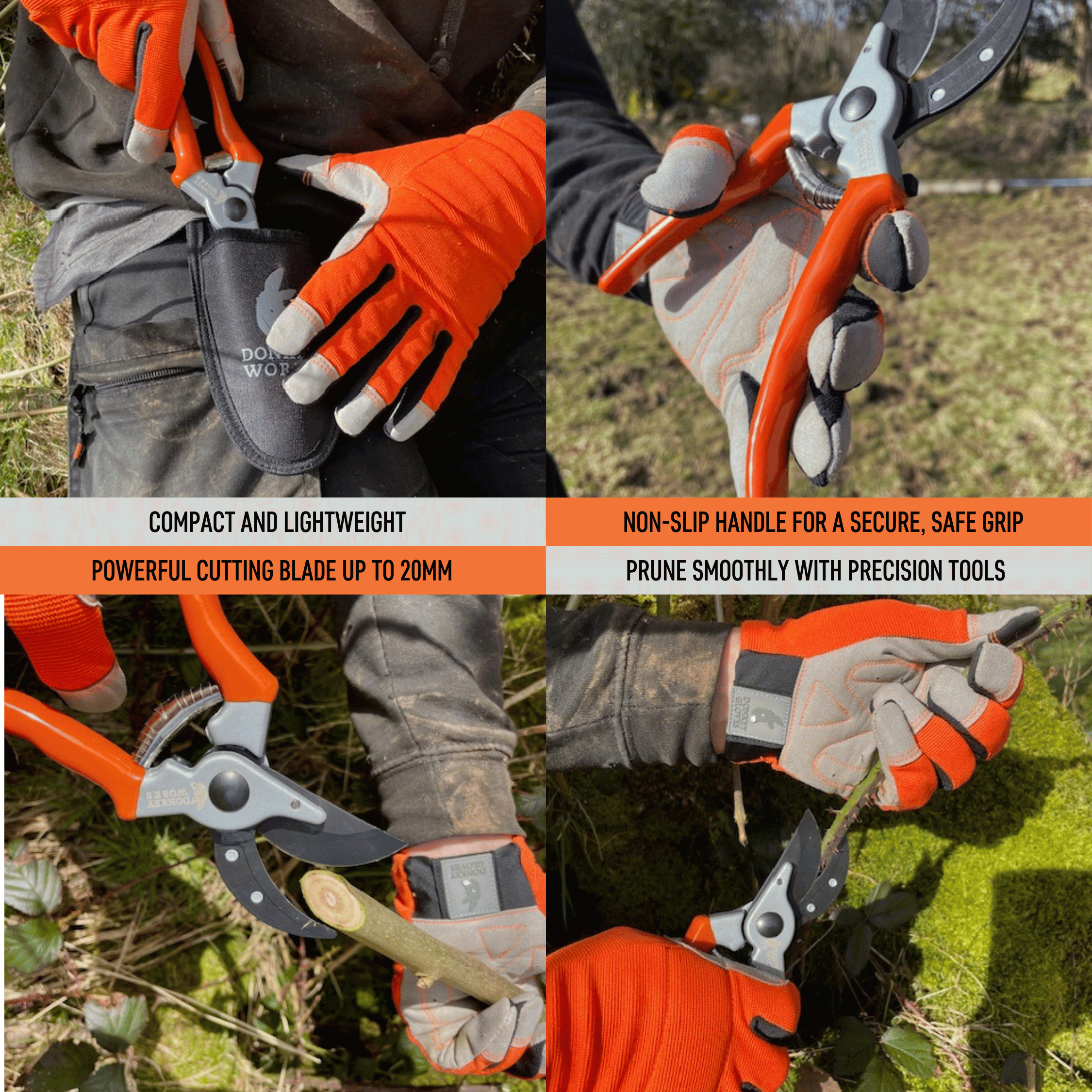 Donkey Works Bypass Secateurs 8&quot; with Holster